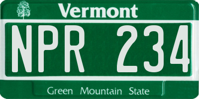 VT license plate NPR234