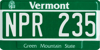 VT license plate NPR235