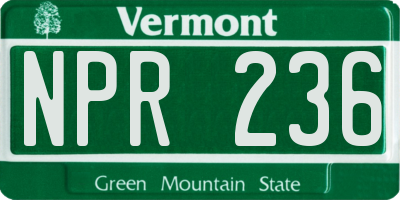 VT license plate NPR236