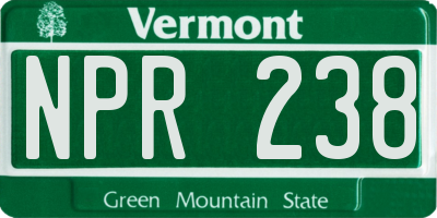 VT license plate NPR238
