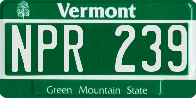 VT license plate NPR239