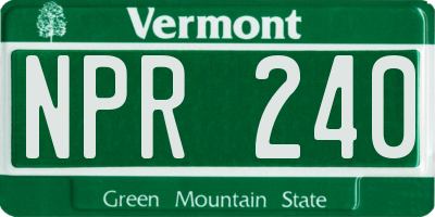VT license plate NPR240
