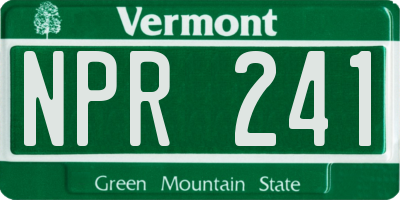 VT license plate NPR241