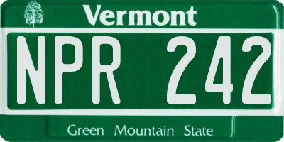 VT license plate NPR242
