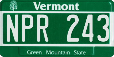 VT license plate NPR243