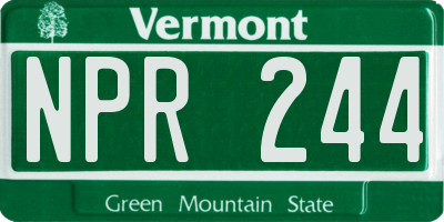 VT license plate NPR244