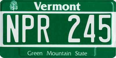 VT license plate NPR245