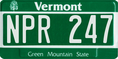 VT license plate NPR247