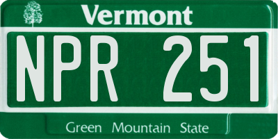VT license plate NPR251