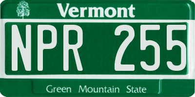 VT license plate NPR255