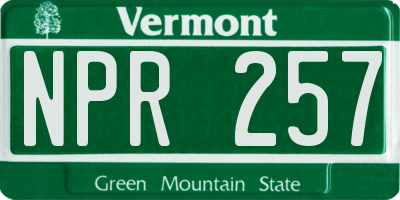 VT license plate NPR257
