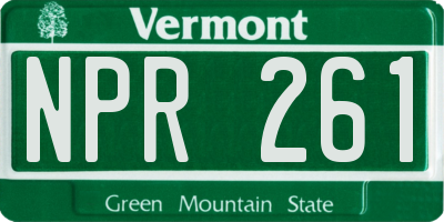 VT license plate NPR261