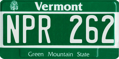 VT license plate NPR262