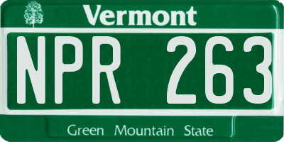 VT license plate NPR263