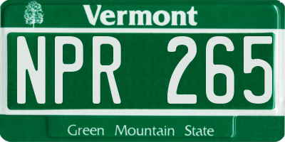 VT license plate NPR265