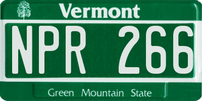 VT license plate NPR266