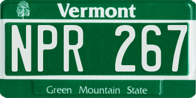 VT license plate NPR267