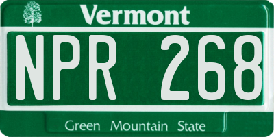 VT license plate NPR268