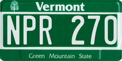 VT license plate NPR270