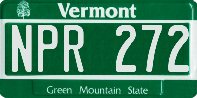 VT license plate NPR272