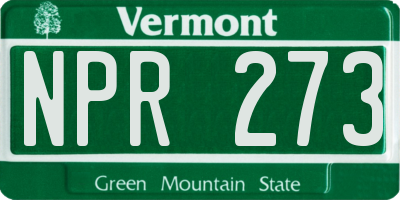 VT license plate NPR273