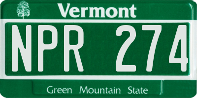 VT license plate NPR274