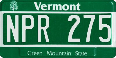 VT license plate NPR275