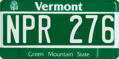 VT license plate NPR276