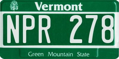 VT license plate NPR278
