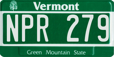 VT license plate NPR279