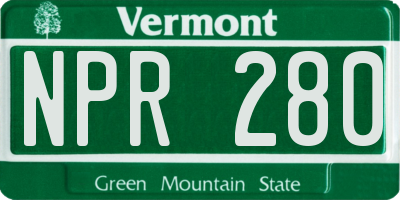 VT license plate NPR280