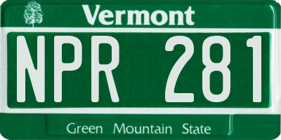 VT license plate NPR281