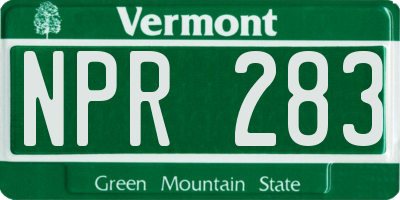 VT license plate NPR283