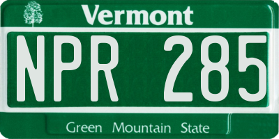 VT license plate NPR285