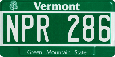 VT license plate NPR286