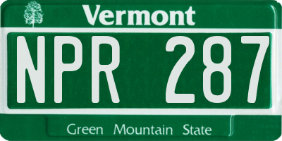 VT license plate NPR287