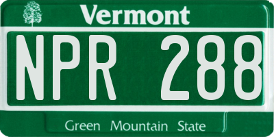 VT license plate NPR288