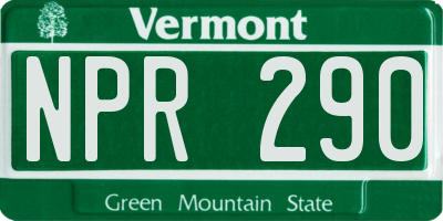 VT license plate NPR290