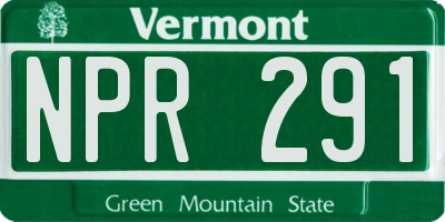 VT license plate NPR291