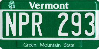 VT license plate NPR293