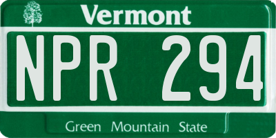 VT license plate NPR294