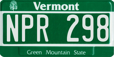 VT license plate NPR298