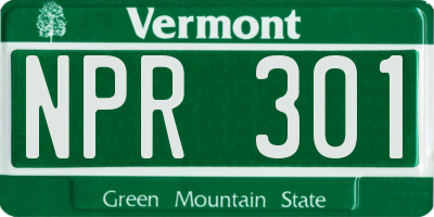 VT license plate NPR301