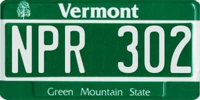 VT license plate NPR302