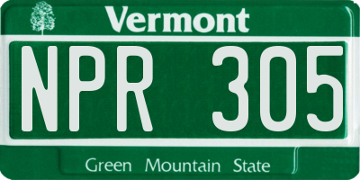 VT license plate NPR305