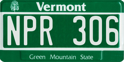 VT license plate NPR306
