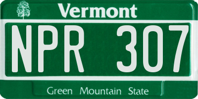 VT license plate NPR307