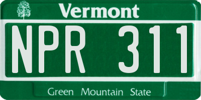 VT license plate NPR311