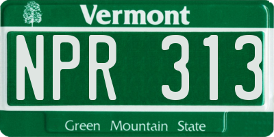 VT license plate NPR313