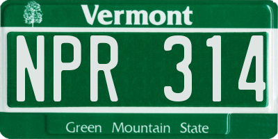VT license plate NPR314